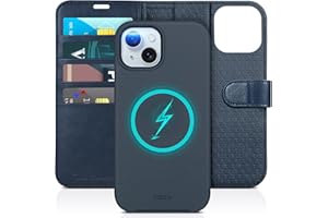 TUCCH Etui do iPhone 15[zdejmowane]2 w 1, magnetyczne etui z klapką[bezprzewodowe ładowanie][przegródka na karty], etui na telefon komórkowy, blokada RFID, etui ochronne 15