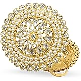 A.R. FASHION Traditional Adjustable Kundan Pearl Ring for Women & Girls | Ethnic Finger Rings For Women Stylish – 1 Pc: 