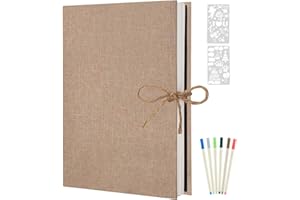 AIOR Album Photo Adhesif Scrapbooking 60 Pages, Lin Vintage Autoadhesif DIY Famille Scrapbook, Cadeaux de Noël d'anniversaire de Mariage (Beige)