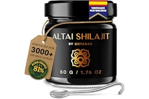 UNTANAS Resina de Shilajit del Altai - 50 g de Shilajit Puro - Shilajit de Calidad Oro - Reserva de 6 Meses - Para Vitalidad y Claridad Mental - Metodo de Extraccion Autenico - Acido Fulvico