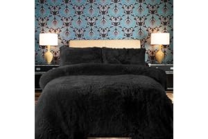 PARADISE STAR Teddy Fleece Duvet Quilt Cover Bedding Set With Matching Pillowcase Fluffy Thermal Warm and Cosy Black King 230cm x 220cm Approximate