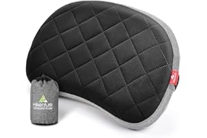HIKENTURE Coussin de camping gonflable avec housse amovible, coussin de voyage gonflable, léger, ergonomique pour les voyages, coussin de voyage, coussin gonflable, noir