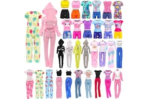 Festfun 9 Pcs Vêtement de Poupée Fashionista 7 Habits 1 Ensemble du Sport 1 Pyjama de Poupées de 11,5 Pouces(Poupée Non Incluse)