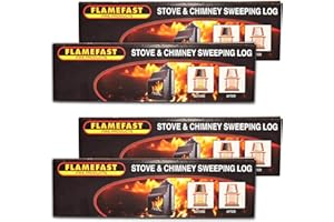 FLAMEFAST FIRELOGS Flamefast Stove & Chimney Sweeping Log Helps to Remove Creosote, Soot and Tar Deposits (4 x Logs)
