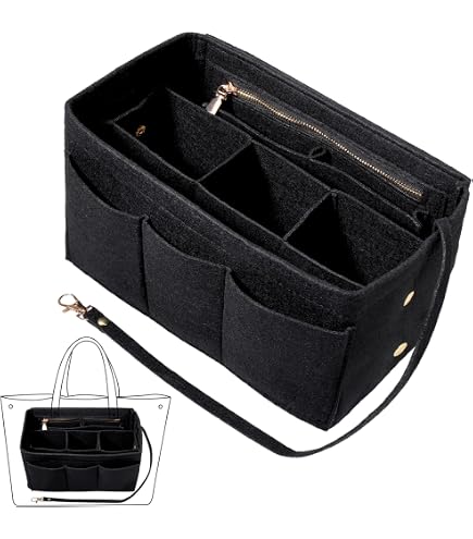 Organizer Per Borsa Donna In Feltro Beige - Multitasche, Dimensioni 25x15x16 Cm, Mantiene La Borsa In Ordine