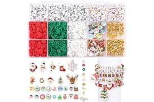 BETESSIN 1580pcs Cuentas Colores de Navidad para Hacer Pulseras, Cuentas Abalorios de Pulseras Regalo Niñas de Navidad, Accesorios Manualidades para Collares Pendientes Joyas Fiesta Navidad