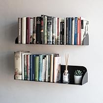 Set 4 Mensole Da Parete Invisibili Nere - In Ferro, Porta Fino A 13.5 Kg, Per Libri E Decorazioni