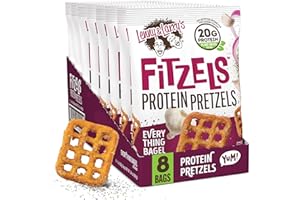 Lenny & Larry's - Fitzels Protein Pretzels (8x85g) Everything Bagel – Saveur bagel complet avec 20 g de protéines par portion – Parfait après l'entraînement ou en collation – Haute teneur en protéines