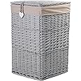 Wickerfield Grey Square Corner Handmade Wicker Laundry Basket (Large)