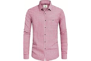 KOSMEEU Chemise Homme Oktoberfest Tenue Bavaroise Chemise a Carreaux Trachtenhemden Homme Costume Oktoberfest Bleu Rouge Vert