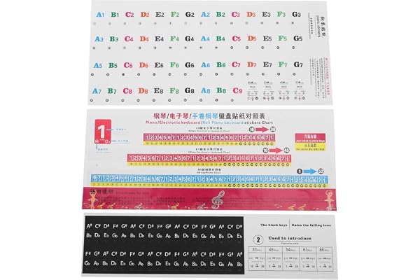 Tissting Autocollants de Piano, Pianos et Claviers pour Enfants Autocollants ou de Clavier Colorés pour Claviers 88/61/49/37