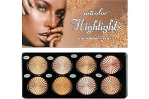 Beteligir 8-farbige Highlighter-Puder-Palette, Make-up-Palette, Gesichtsbräuner, Illuminator-Palette, Highlighter, langlebiges, brillantes, aufhellendes Hautfarben-Gesichts-Make-up-Paletten-Set..