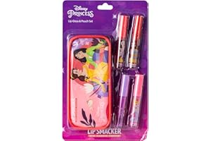 Lip Smacker Disney Princess Set de Brillo de Labios, Conjunto de Maquillaje para Niñas con 4 Brillos de Labios Coloridos, Incluye una Bolsita con Cremallera