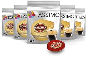 Tassimo Cápsulas de Café Marcilla Largo| 80 Cápsulas Compatibles con Cafetera Tassimo - 5PACK - Amazon Exclusive