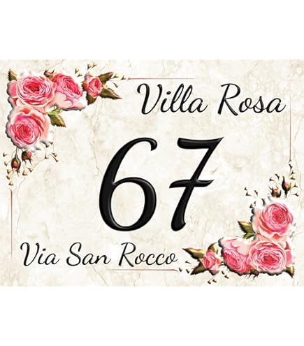 Numeri Civici, Numeri E Lettere Aliane In Ceramica, Motivo Rosa