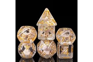 cusdie 7-Die DND Dice, Polyhedral Dice Set Filled with Animal, for Role Playing Game Dungeons and Dragons D&D Dice (Gray Dog)