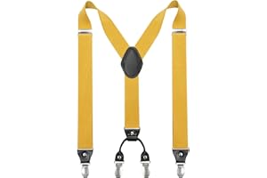 JEMYGINS Bretelle da uomo larghe 3,5 cm con 4 bretelle clip a forma di Y, elastiche e regolabili in lunghezza