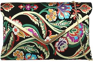 Girly Handbags Womens Baroque Flower Clutch Bag