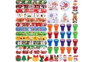 Koxtyzo 50 Pezzi Giocattoli per Feste di Natale per Bambini, Gadget Regalo Natalizi, Braccialetti Slap, Giocattoli a Carica, Timbro, Puzzle Labirinto, Mini Decorazioni, Gadget Compleanno Bambini