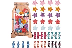 SAVITA Barattolo Premio per Bambini, Barattolo Legno Grafico Ricompense per Bambini, con Corda, Supporti e 40 Pezzi Accessori Grafico delle Ricompense del Comportamento dei Bambini per la Gestione