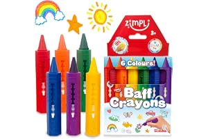 Zimpli Kids 6 stora badkritor, färgglada tvättbara badleksaker för barn, kreativa duschleksaker skapar ingen röra, gör badtiden rolig