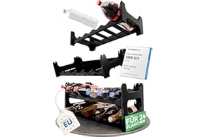 ‎NOVALIV Novaliv Flaschenregal für 24 Flaschen aus Kunststoff, erweiterbar, Weinregal stapelbar, Schwarz, Getränkeregal Flaschen Regalsystem, Regal für Getränke, Flaschenschrank, Spirituosen Regal