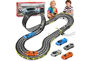 PATEMZON Pista Macchinine Telecomandate, Set Pista da Corsa Auto Elettrica con Anello, Piste e Accessori, Doppia Pista Elettrica, Giocattoli Pista Cars per Bambini Ragazzi Ragazze 6+ (A)