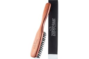 ZilberHaar - Long Hair & Beard Brush - Made From Stiff First Cut Boar Bristles and Pearwood - Perfect Beard Care for Men - Works with all Beard Balms and Beard Oils - 8.6 Inches Long