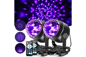 ‎LITAKE Litake UV Schwarzlicht Discokugel, 2 Stück LED Bühnenbeleuchtung 6W 7 Beleuchtung Modi Fernbedienung DJ Projektor Disco Party Lampe für Bar Weihnachten Halloween Hochzeit Geburtstag Show Verein