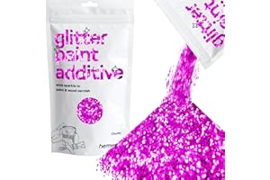Hemway Fuchsia Pink Glitter Peinture Additif Chunky 1/40" 0.6mm pour l'émulsion Peintures à l'eau - Intérieur et Extérieur Mur, Plafond, bois, vernis, mat, brillant, satin, soie - 100 g / 3,5 oz