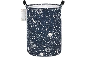 FANKANG Grand panier à linge, bac de rangement pour jouets, chambre d'enfant, en toile, pliable (vaisseau bleu rond)