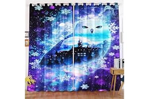 KIDSLOVE Eule Verdunkelungsvorhänge Cartoon-Eule Blickdicht Vorhänge Eule Verdunkelungsvorhang Für Schlafzimmer Kinderzimmer (3,100x140cm(BxH)/ 50x140cmx2)