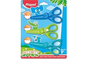 Maped - Tijeras para Niños - Set de Tijeras Infantiles Kidi Craft - Ideales para Aprender a Cortar - Cuchillas Seguras - 3 Diseños con Cortes Diferentes