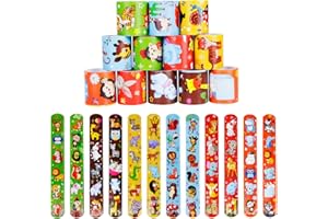 MENGON 24 Pcs Slap Bands for Kids Animal Snap Bracelets Wristbands Party Bag Fillers for Children Boys Girls Gift Forest Animal Themed Party Supplies Classroom Prizes