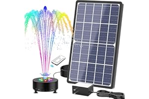 SUJFEE 14W LED Solar Water Fountain for Outdoor with Remote Control, Upgrade Solar Pond Pump Kit Solar Powered Fountain with 3000mAh Battery, Solar Fountains Water Feature for Garden,Pond,Bird Bath