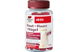 ‎DOPPELHERZ Doppelherz Haut + Haare + Nägel Gums - mit Vitaminen & Mineralstoffen - Zink unterstützt den Erhalt normaler Haut, Haare und Nägel - vegan - ca. 60 Weichgummis