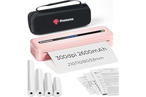 Phomemo M832 Impresora Térmica, Impresora Inalámbrica Portátil Bluetooth Compatible con Smartphones y Portátiles, con Maletín de Transporte y 4 Rollos de Papel Térmico, Rosado
