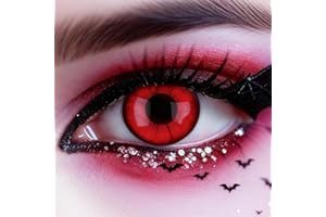 DATO DALLA NATURA Kontaktlinsen Halloween Rote Ohne Stärke - 2 Stück(1 Paar) Kontaktlinsen Farbig Rot mit Kontaktlinsenbehälter für Halloween Vampir, Zombie, Fasching Cosplay (0.0 Dioptrien, Tageskontaktlinsen)