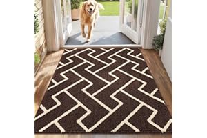 Biscpro Indoor Door Mats,80x100cm Door Mat Non Slip Backing,Dirt Trapper Mat Absorbent Non-Slip Doormat for Entrance,Inside,Kitchen,Front Back Door,Pets and Garden-Dark Brown