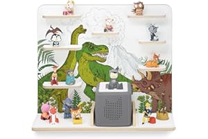 ‎STADTECKEN stadtecken Kinder Regal für Musikbox I Geeignet für die Toniebox und ca. 50 Tonies I Perfekte Aufbewahrung für Kinderzimmer I zum Aufstellen oder Aufhängen (Dinomania, Groß)