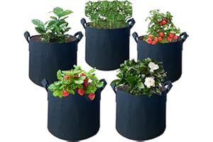 ZhaoCo Potato Grow Bags 5 Pack, 3 Gallon/ 5 Gallon/ 7 Gallon/ 10 Gallon Reusable Non-Woven Fabric Pots Garden Growing Containers - 7 Gallon