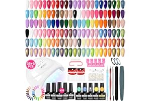 VANREESA 58PCS Gel Nail Polish Set with U V Light 35+5 Colours Gel Polish Nail Kit White Nude Pink Red Blue Purple Gels Nails Kit with Base Top Coat Manicure Salon Tools Gifts for Women