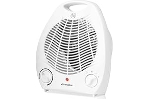 MalTec 5902020587026 Termowentylator Termo Heater 2001, Turbo Mocny, Farelka Elektryczna, Grzejnik na Prąd, Energooszczędny, Bezpieczny, Regulacja 0-1000 - 2000 W, Biały