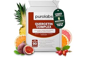 Purolabs Quercetin Complex 500mg with Bromelain & Vitamin C - 90 Vegan Capsules – Antioxidant Immune Support with Rosehip, Bioflavonoids and Rutin - Made in The UK