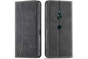 OKZone Kompatibel mit Sony Xperia XZ3 Hülle, Magnet Leder Tasche Handyhülle, Kartenfächer Sony Xperia XZ3 Schutzhülle, [Premium PU Leder] Flip Klappbare Stoßfeste Magnetische Standfunktion (Schwarz)