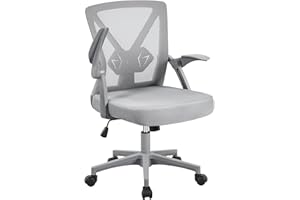 Yaheetech Sedia da Ufficio Ergonomica con Braccioli Supporto Lombare Altezza Regolabili Reclinabile Schienale in Rete Traspirante da Scrivania a Rotelle Girevole Grigia