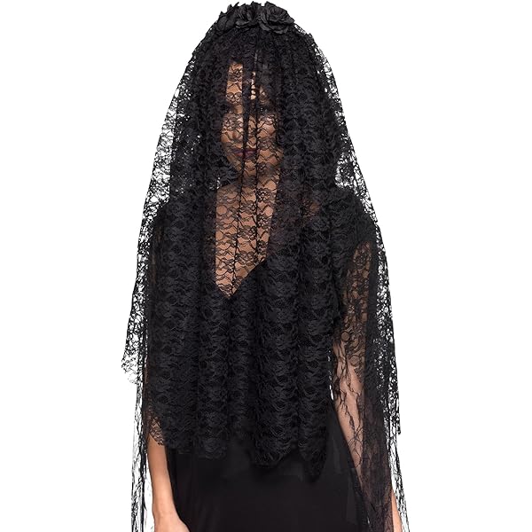 Ensemble Voile Dentelle Noir + Gants - Accessoire Gothique Pour Halloween, Cosplay, Mariage