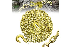 FITHOIST G80 Log Chain 5/16'' X 14 Ft | Tow Chain with Grab and Slip Hooks | Heavy Duty Chain WLL 4,900 lbs | Trailer Safety Chain for Pulling & Towing