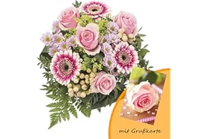 RAPIDO Dominik Blumen und Pflanzen, Blumenstrauß, Blütenduett, mehrfarbig, 40 x 25 x 25 cm und Grußkarte "Rosen"