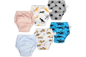 FLYISH DIRECT Children's Training Pants, Boys' Potty Training Pants, Girls' Potty Training Pants, Waterproof Training Pants, Pack of 6, 1-6 Years